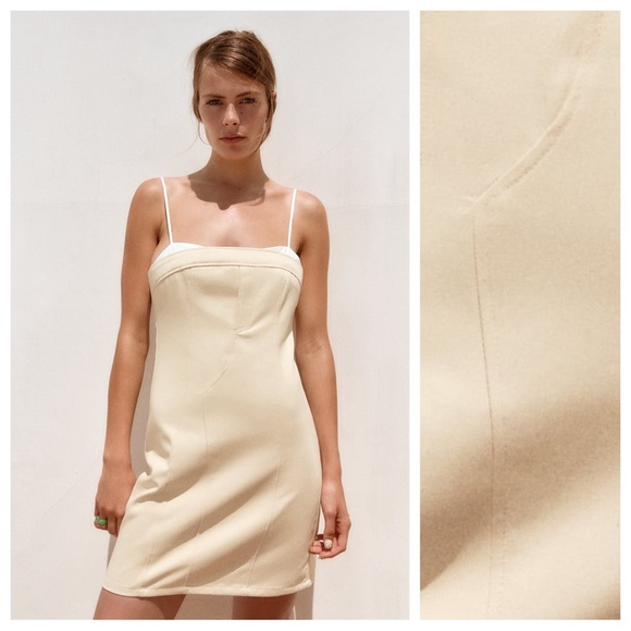 Zara Dresses & Skirts - NWT. Zara Cream Cotton Combination Mini Dress. Size S.